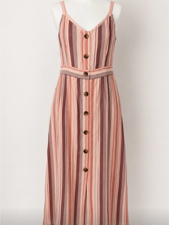 a.n.a Dresses & Skirts - a.n.a Pink and Cream Striped Button-Front Maxi Dress